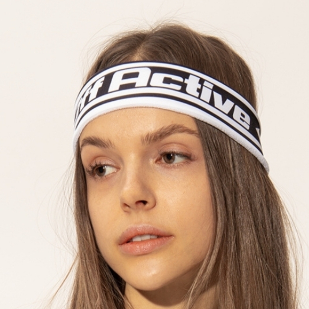 NWT Authentic Off White Active Wavy Logo Headband White Black OS